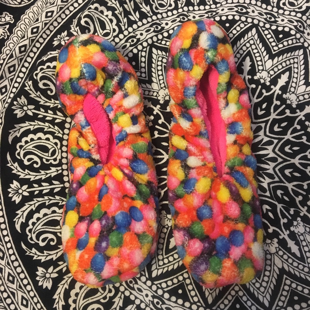 Jellybean print slippers